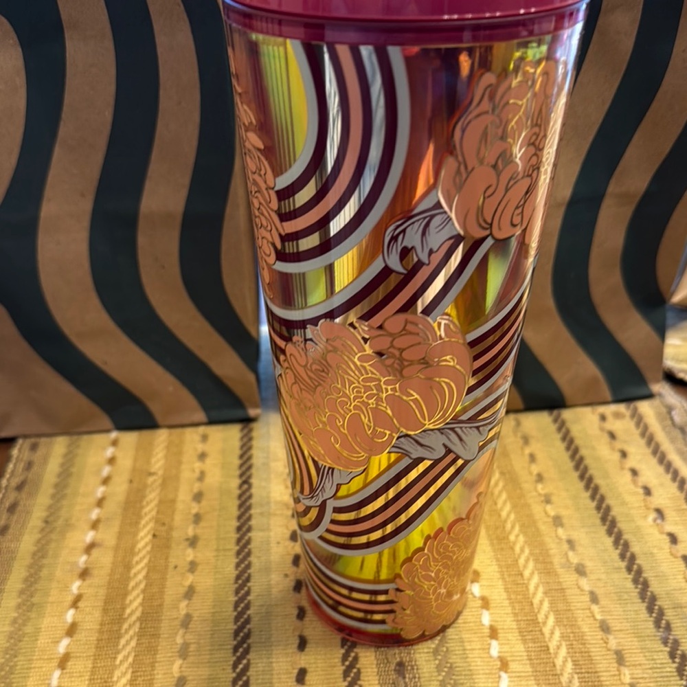 Starbucks Pink and Gold Floral Mug